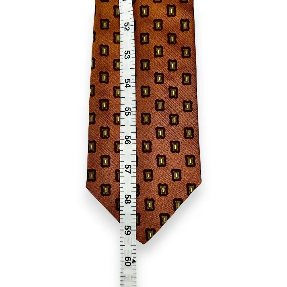 Barneys New York Mens‎ Silk Geometric Tie 59 x 3.75 Gold Purple Italy Vintage